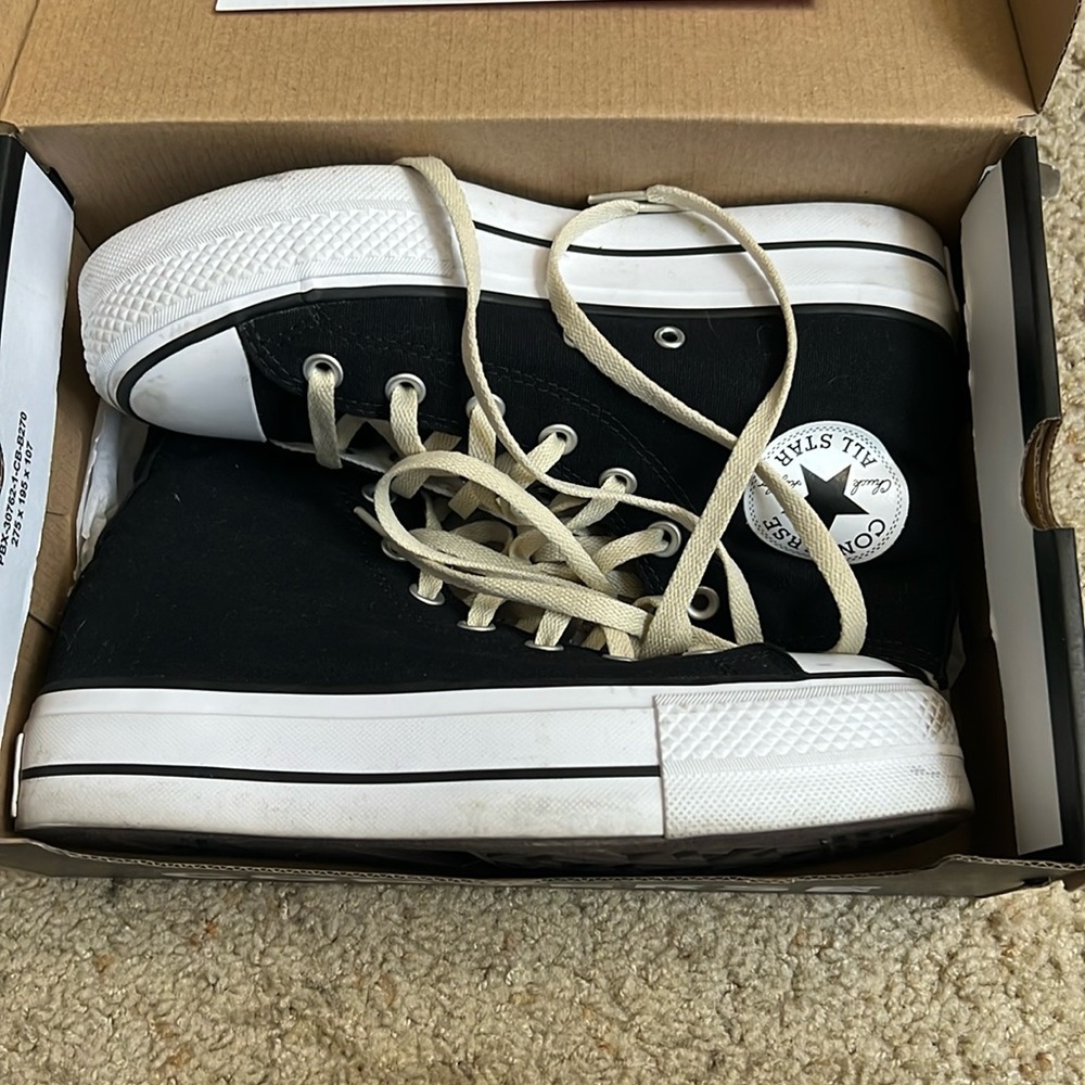 Converse Black hi top platforms
